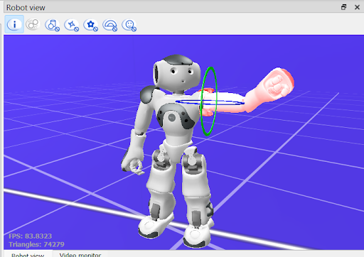 screenshot of the application to view the movement of Nao